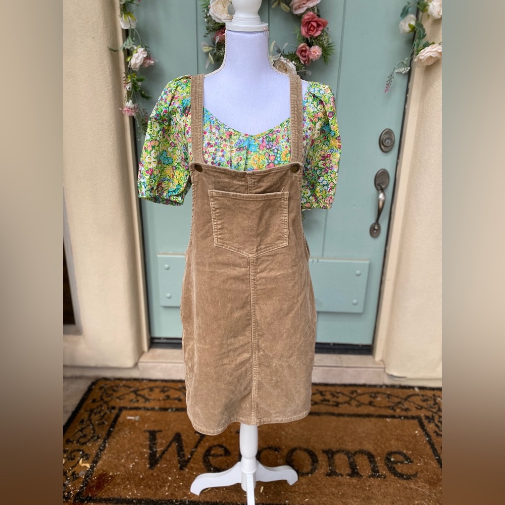 Blue Spice Tan Corduroy Jumper Dress